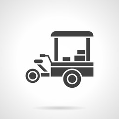 Tricycle shop black glyph style vector icon