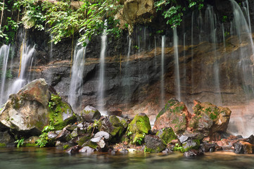 Chorros de la Calera waterfalls in Juayua, Ruta de las Flores itinerary, El Salvador - obrazy, fototapety, plakaty