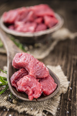 Wooden table with Chopped Beef fillet