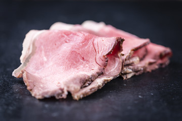 Sliced Roastbeef on a slate slab