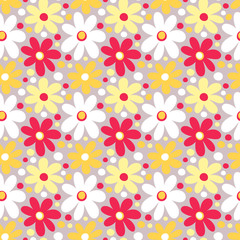 Seamless pattern with decorative daisy flowers
