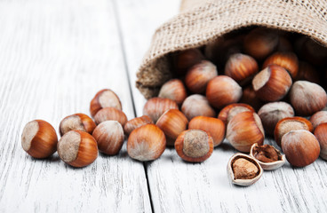 organic hazelnuts in bag
