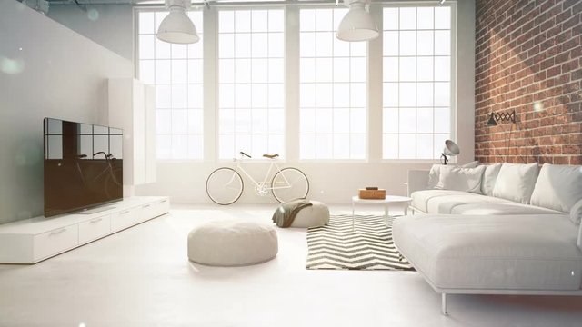 modernes wohnzimmer in einem loft. wohnidee