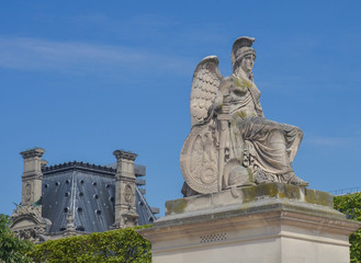 Sculpture of the goddess Athena in Paris, France