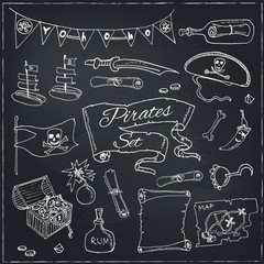 Pirates set Isolated  Vector illustration.