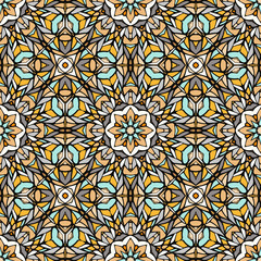 Seamless pattern with abstract decorative mosaic ornament