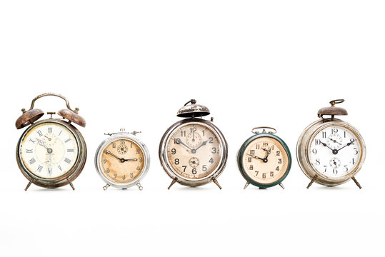 Collection of old alarm clocks
