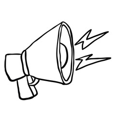 black and white freehand drawn cartoon loudhailer
