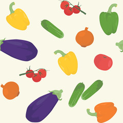 Seamless pattern with various vegetables