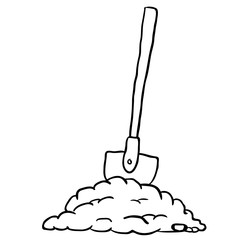 black and white shovel in dirt