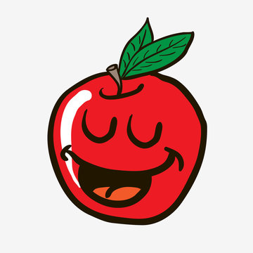 freehand drawn happy apple