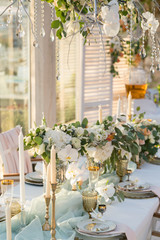 beautifully decorated table with flowers 