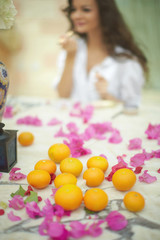 Gorgeous, lovely bride, model preparing to wedding day.