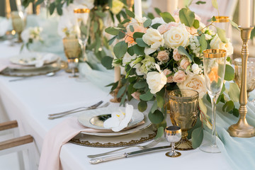 beautifully decorated table with flowers 
