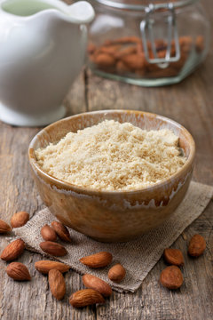 almond flour in a ceramic bowl
