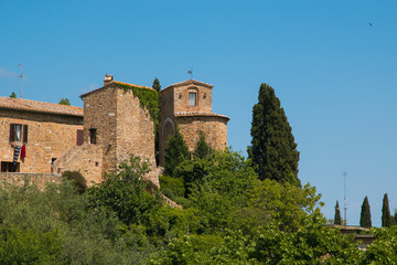 Fototapeta na wymiar Medieval center of San Quirico d'Orcia village