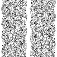 Vector Seamless Monochrome Floral Pattern