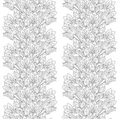 Vector Seamless Monochrome Floral Pattern