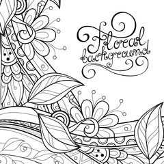 Vector Monochrome Floral Background