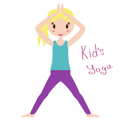 Yoga kids set. Gymnastics for children and healthy lifestyle. Vector illustration.