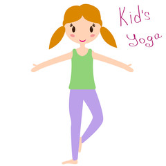 Yoga kids set. Gymnastics for children and healthy lifestyle. Vector illustration.
