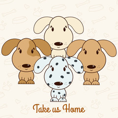 Hand drawn dog in cartoon style. Adopt a dog. Dog adoption concept. Happy dog in cartoon style.