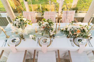 beautifully decorated table with flowers 