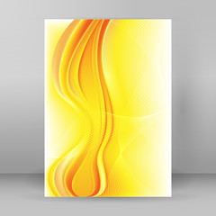 wave lines yellow background layout cover page A4 brochure