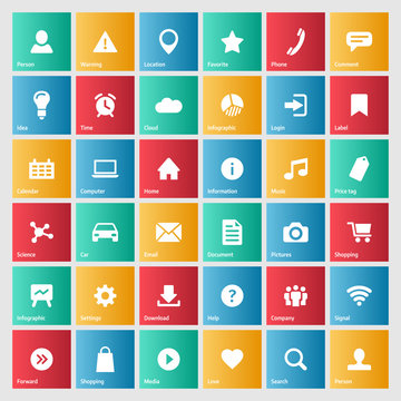 Universal colorful web icons set for internet