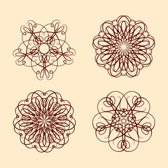 Set of vector round design elements.