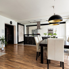 Urban apartment - white and black interior