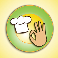 Vector logo of chef cap and okay sign