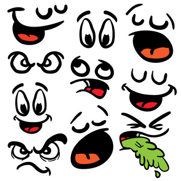 set of cartoon eyes and mouths