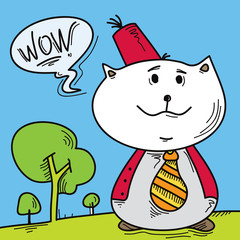 Cartoon Cat, Thought Bobble (vector Art)