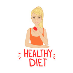 Hand drawn vector illustration - Healthy diet. Fruits and vegeta