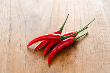 Chilli on wood background