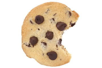 chocolate chip cookie with a bite