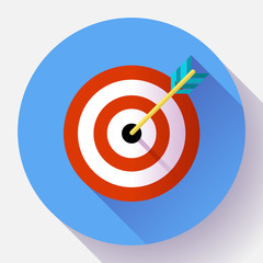 Target marketing icon. with arrow symbol. Flat vector design style.