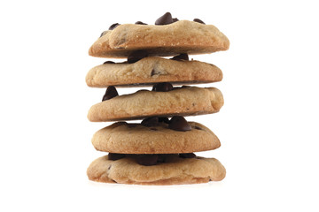 Fototapeta na wymiar five chocolate chips cookies