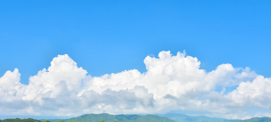 Obraz na płótnie Canvas Panorama of blank blue sky and clouds