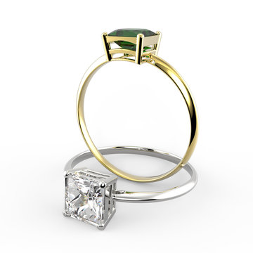 Ring wiith diamond. 3D illustration