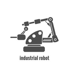 Robot icon. Industrial manufacturing robot arm.