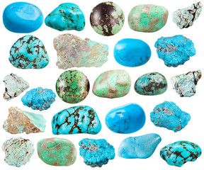 set of various turquoise and imitation gemstones