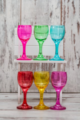 Row of Multi Colored Glasses
