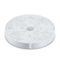 Complicated round labyrinth in isometric view on white
