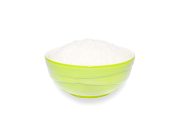 White rice in bowl isolated, Clipping path