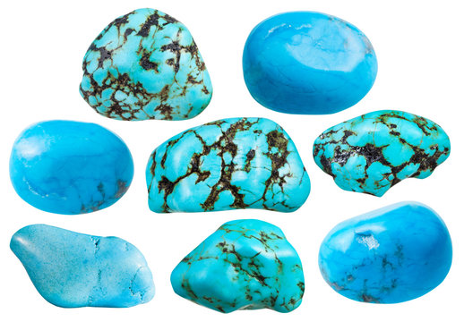 set of turkvenite (blue howlite) gemstones