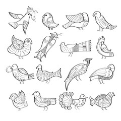
Set of hand drawn birds, vector illustration
