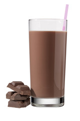 glass of chocolate drink with straw