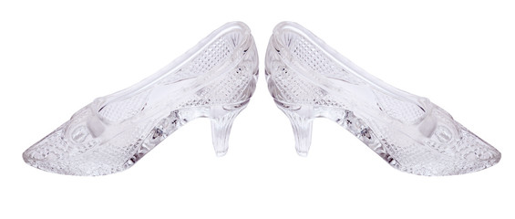glass shoe couple on white